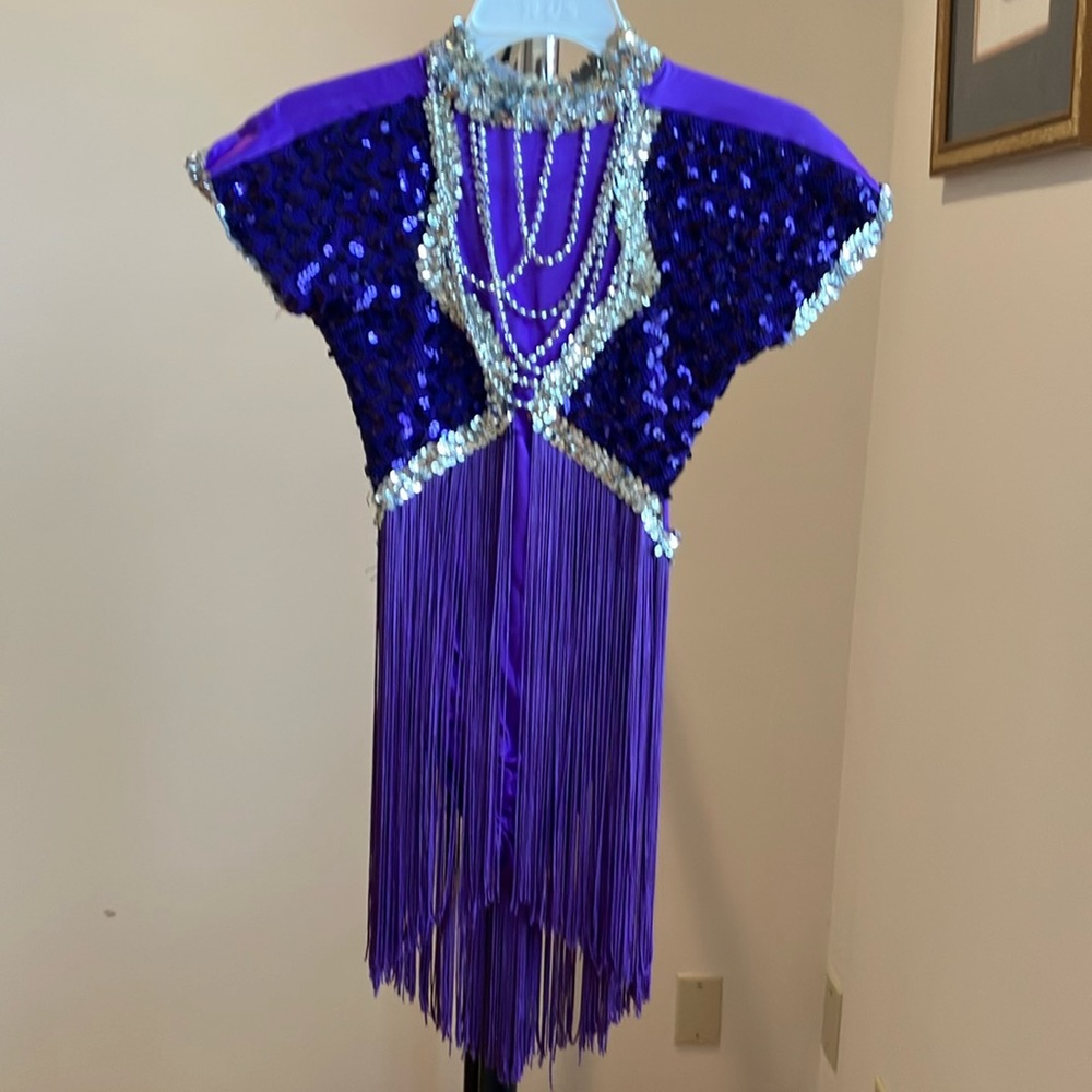 NEW Purple beaded Jazz/Tap Costume with fringe